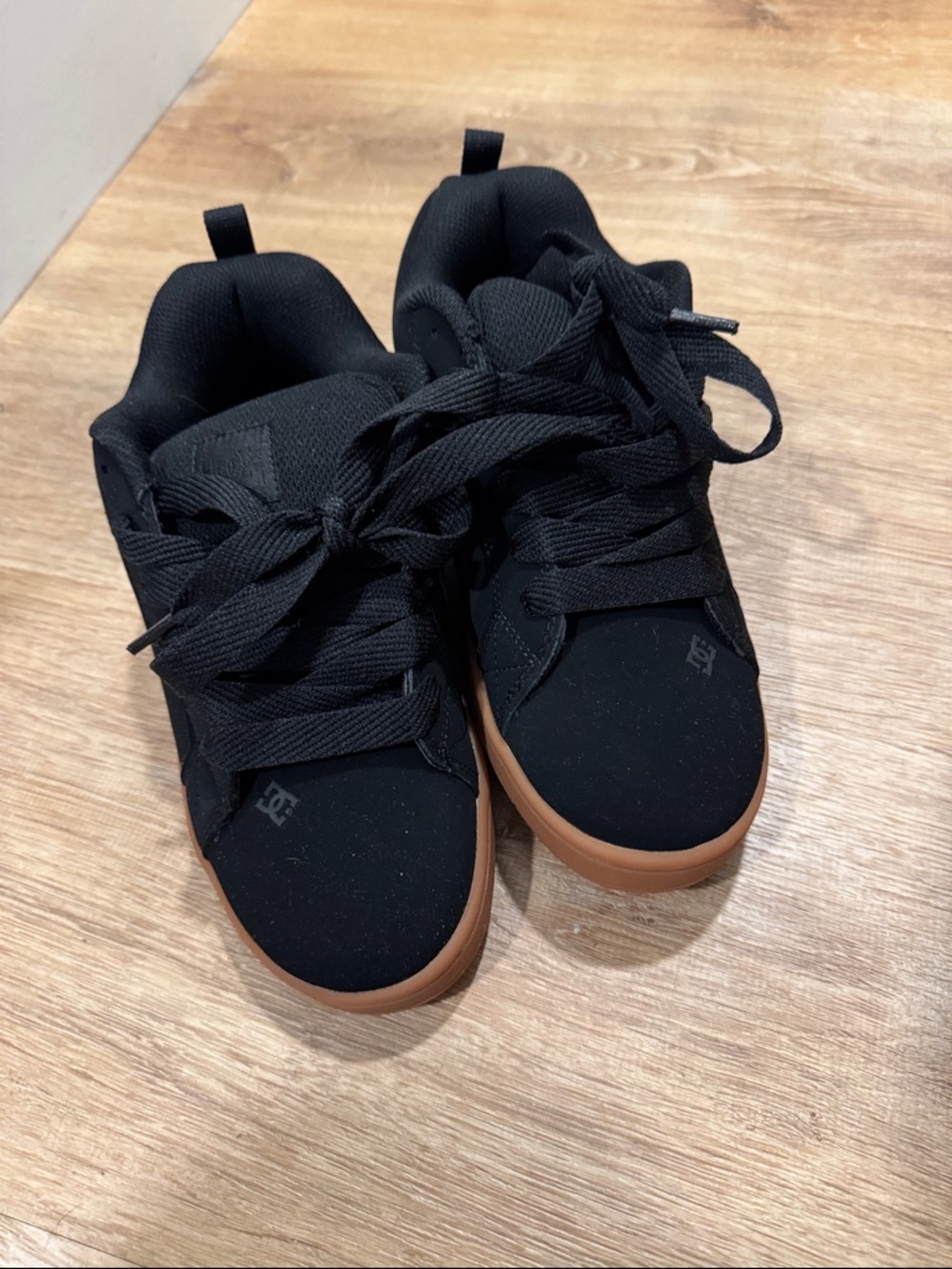 DC Kids Black Skate Sneakers with Gum Outsole